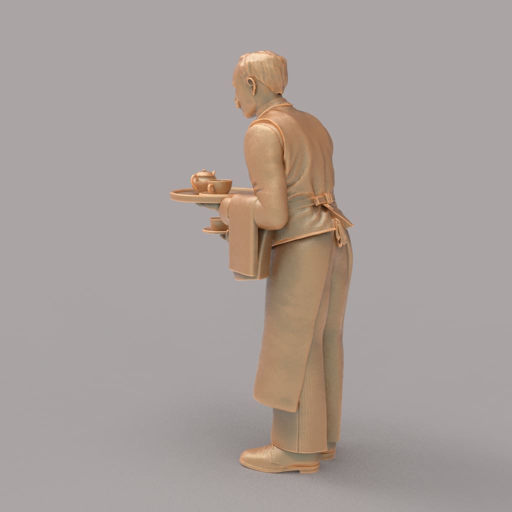 MM2084 Waiter with tray and tea cup Figure