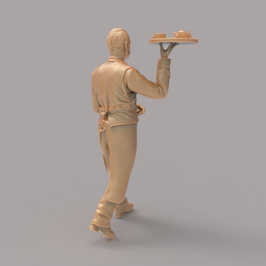 MM2085 Waiter with Tray Held Up Figure