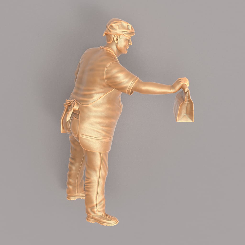 MM221 Shopkeeper with Bag and Apron 1 Figure