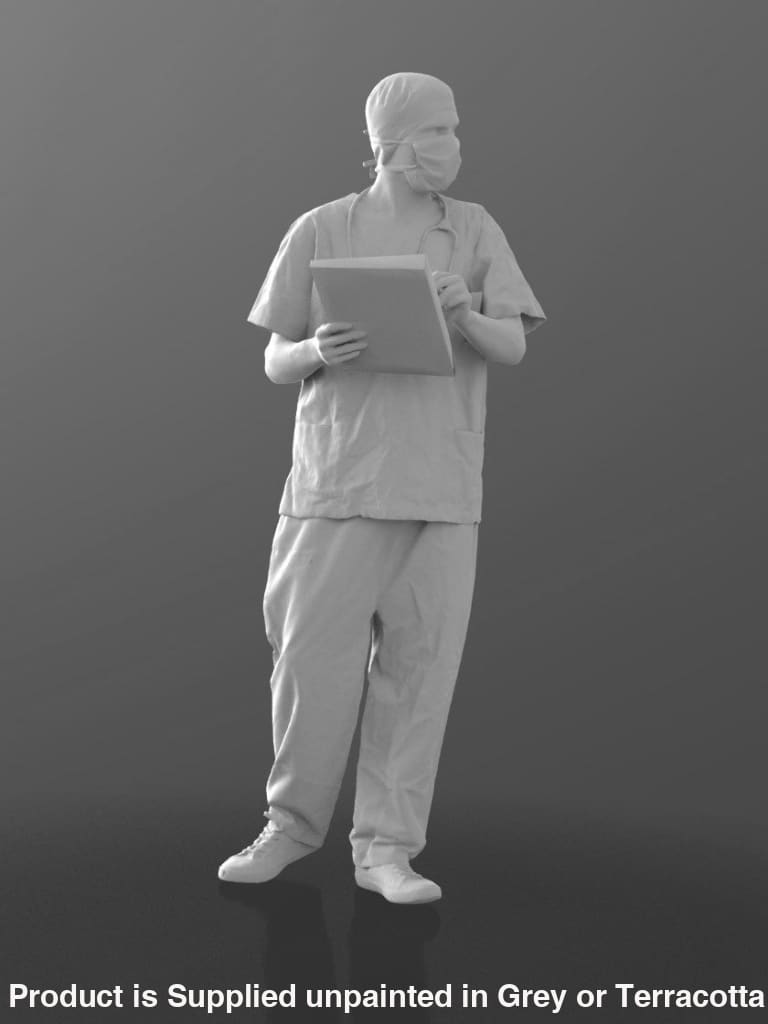 Doctor In Scrubs Wearing Mask Figure