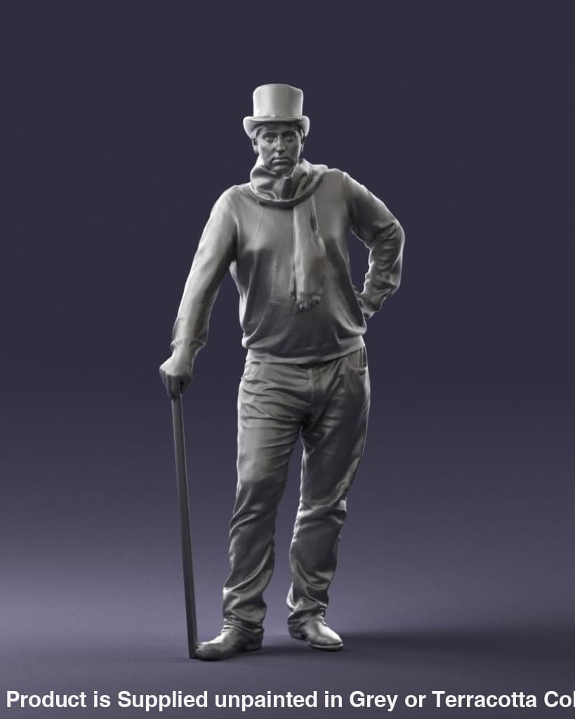 Older Male In Top Hat With Cane Figure