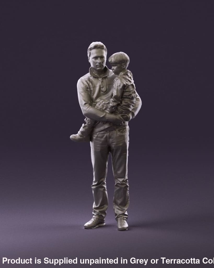 Young Dad With Baby/child In Arms Figure