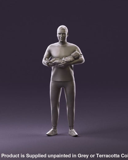 Young Dad Holding Baby Figure