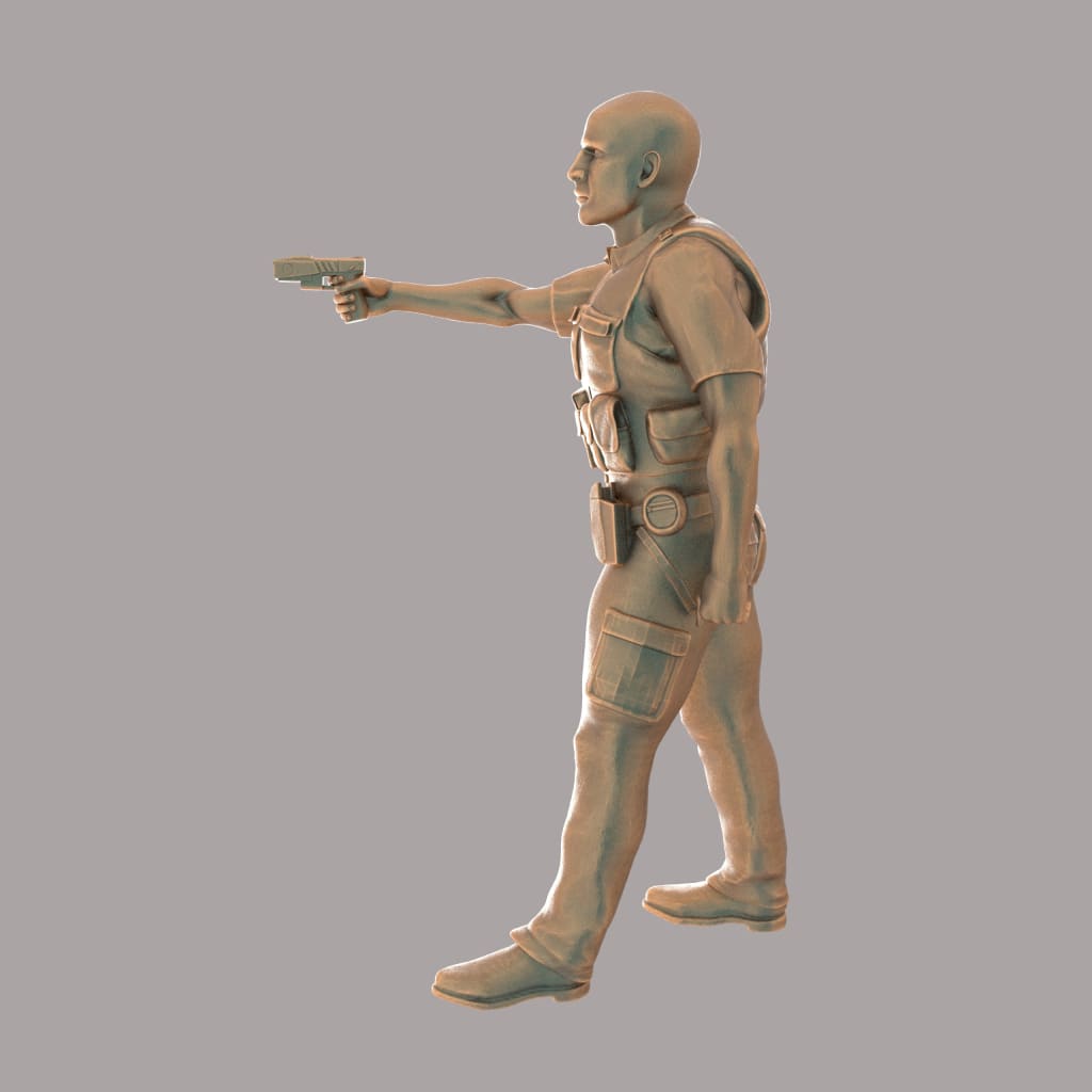 MM272 Male Police Officer Taser Drawn Figure