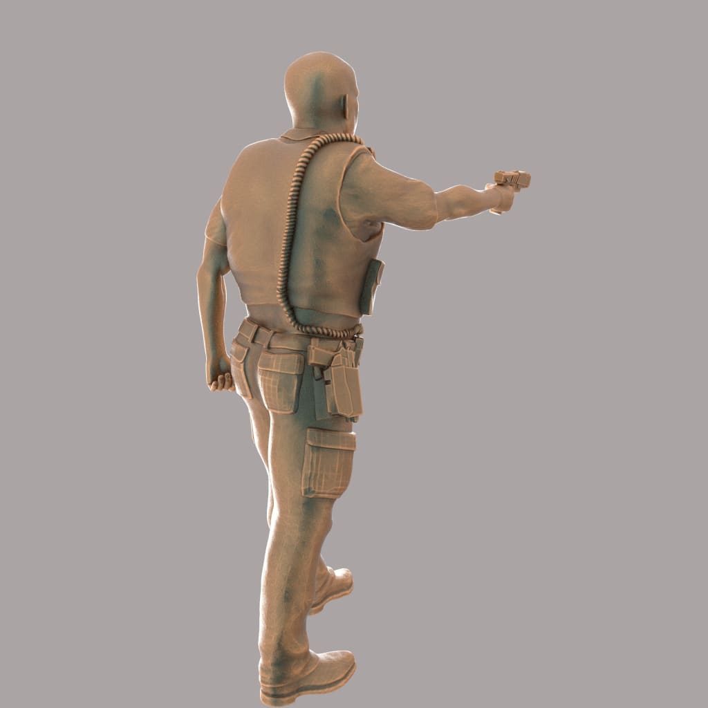 MM272 Male Police Officer Taser Drawn Figure