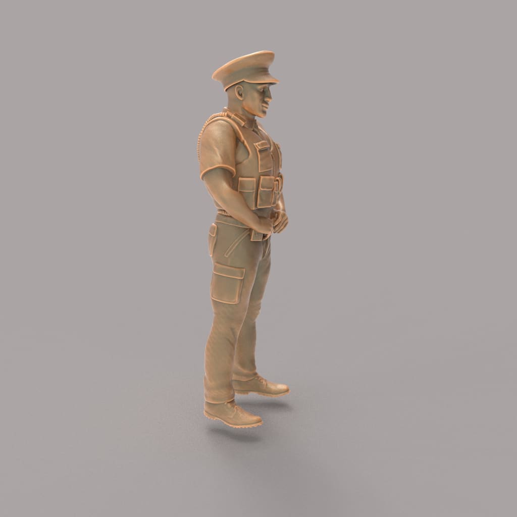 MM273 Male UK Police Officer in Body Armor and Cap Figure
