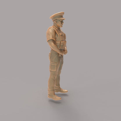 MM273 Male UK Police Officer in Body Armor and Cap Figure