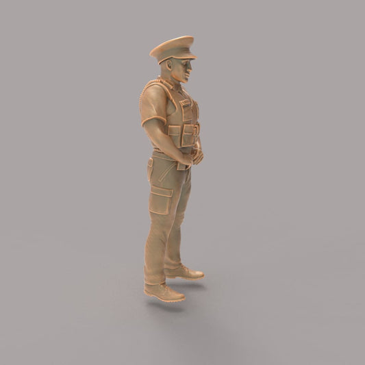 MM273 Male UK Police Officer in Body Armor and Cap Figure