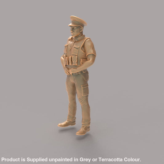 MM273 Male UK Police Officer in Body Armor and Cap Figure
