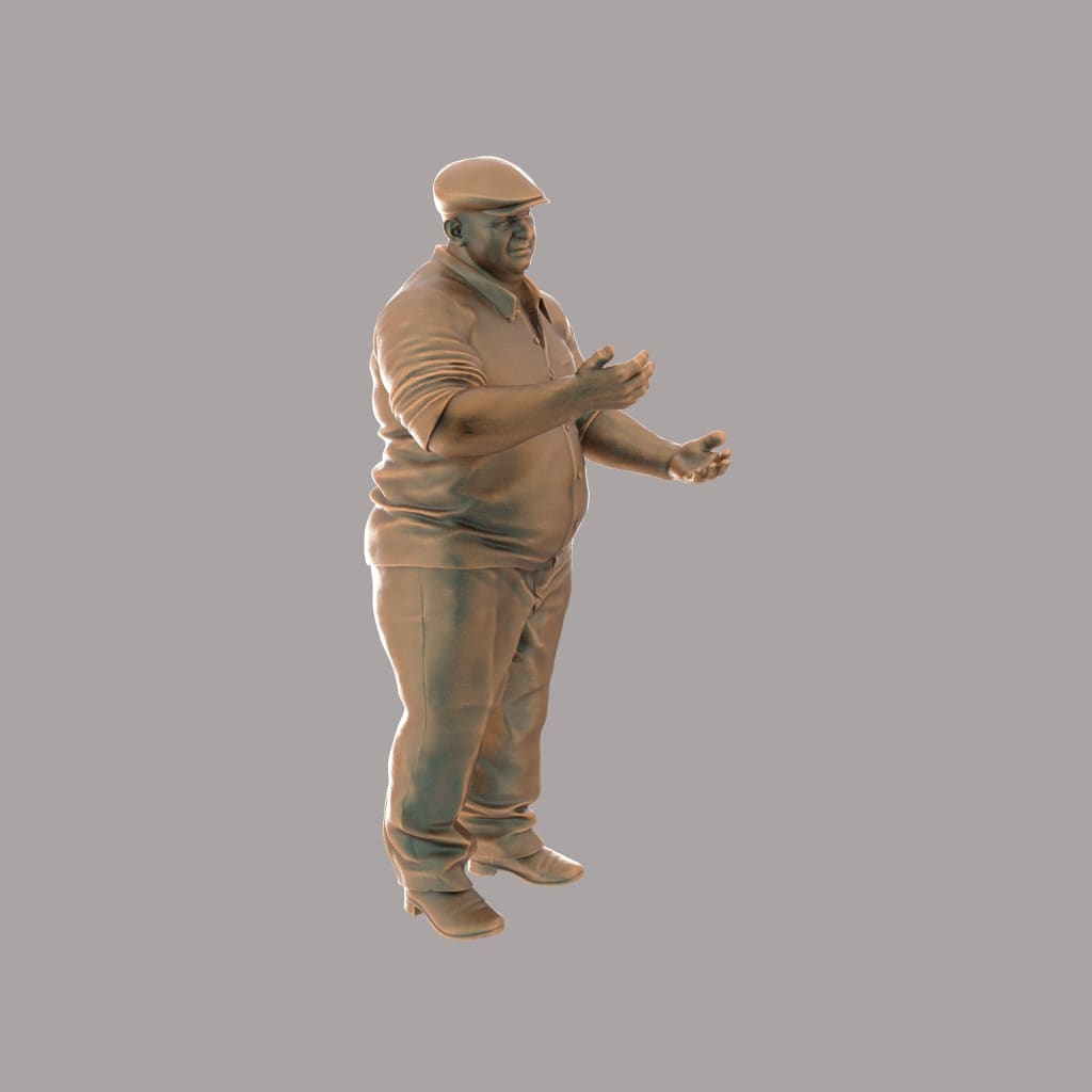 MM274 Large Male in Flat Cap gesturing with Hands Figure