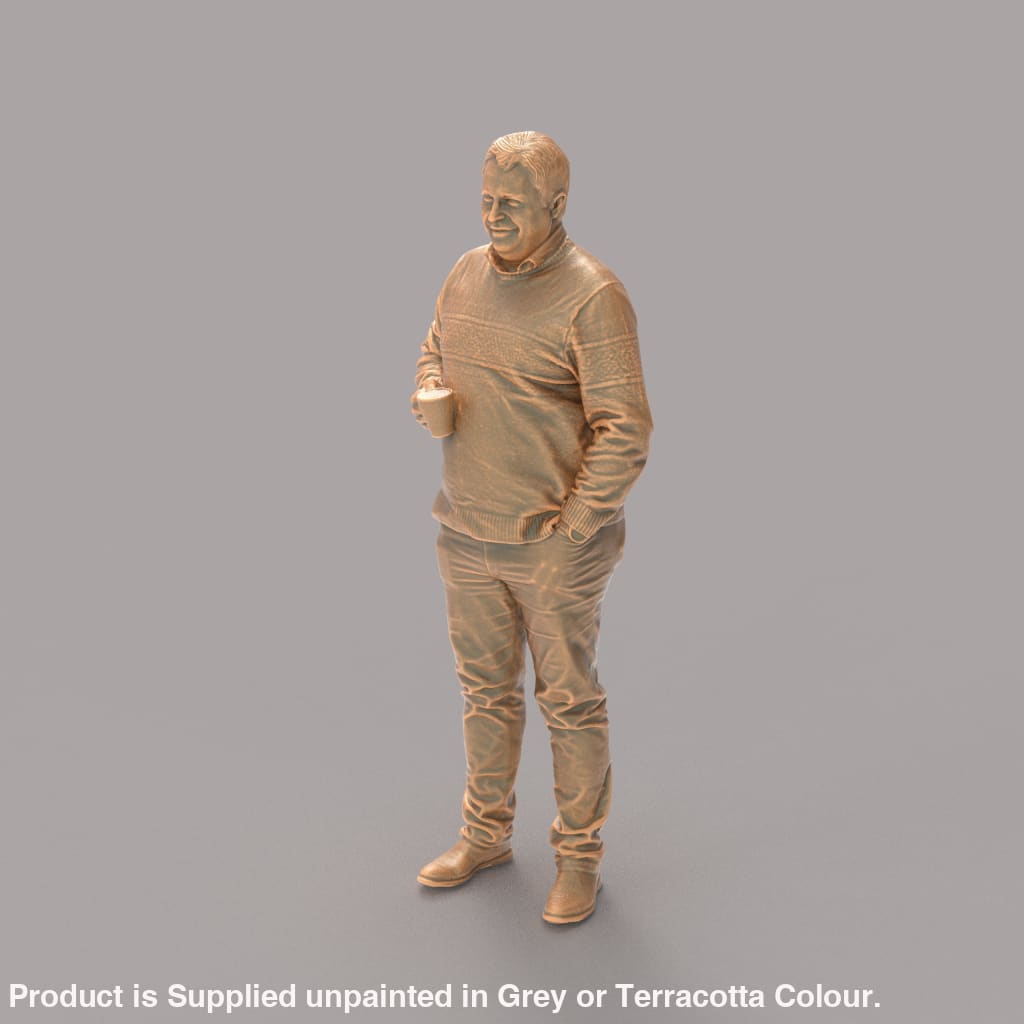 MM284 Grandad in Sweater with Cup of Tea Figure