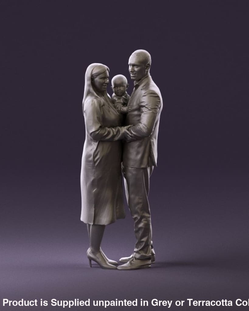 Young Couple Posing With Child Figure