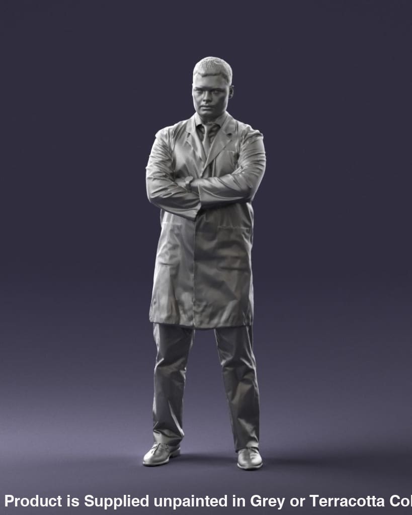 Male In Long White Coat/Butcher/Dr/Shop Keeper Mm386 Figure