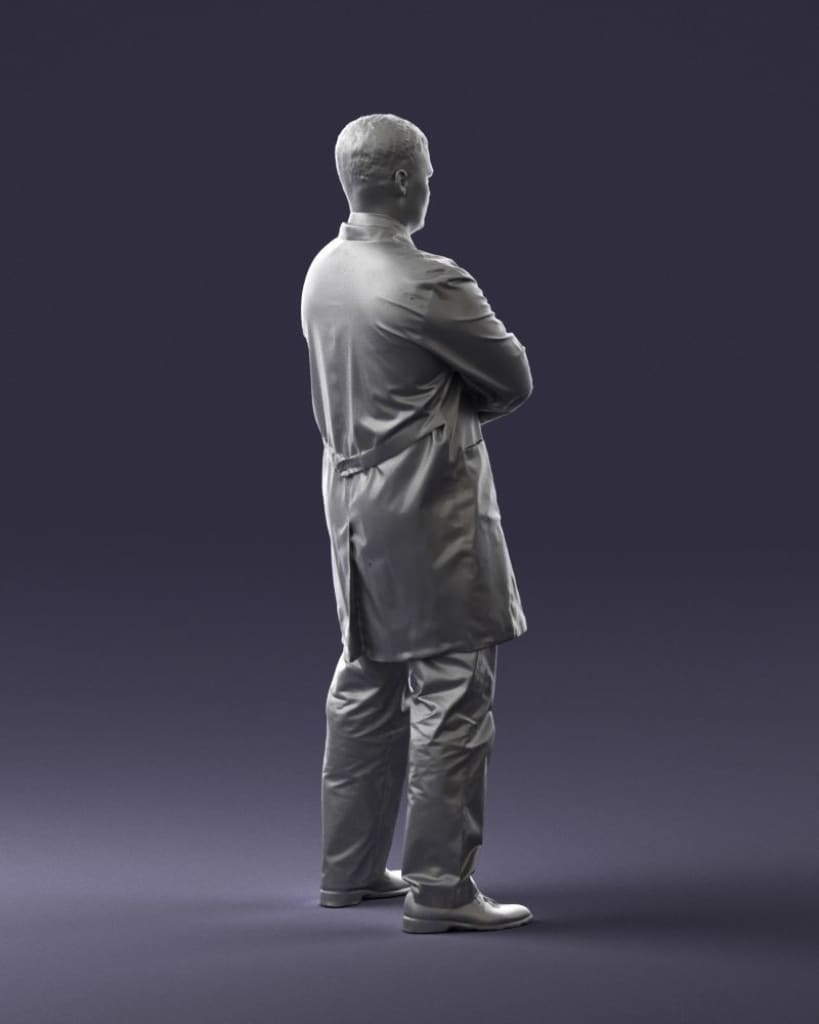 Male In Long White Coat/Butcher/Dr/Shop Keeper Mm386 Figure