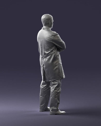 Male In Long White Coat/Butcher/Dr/Shop Keeper Mm386 Figure