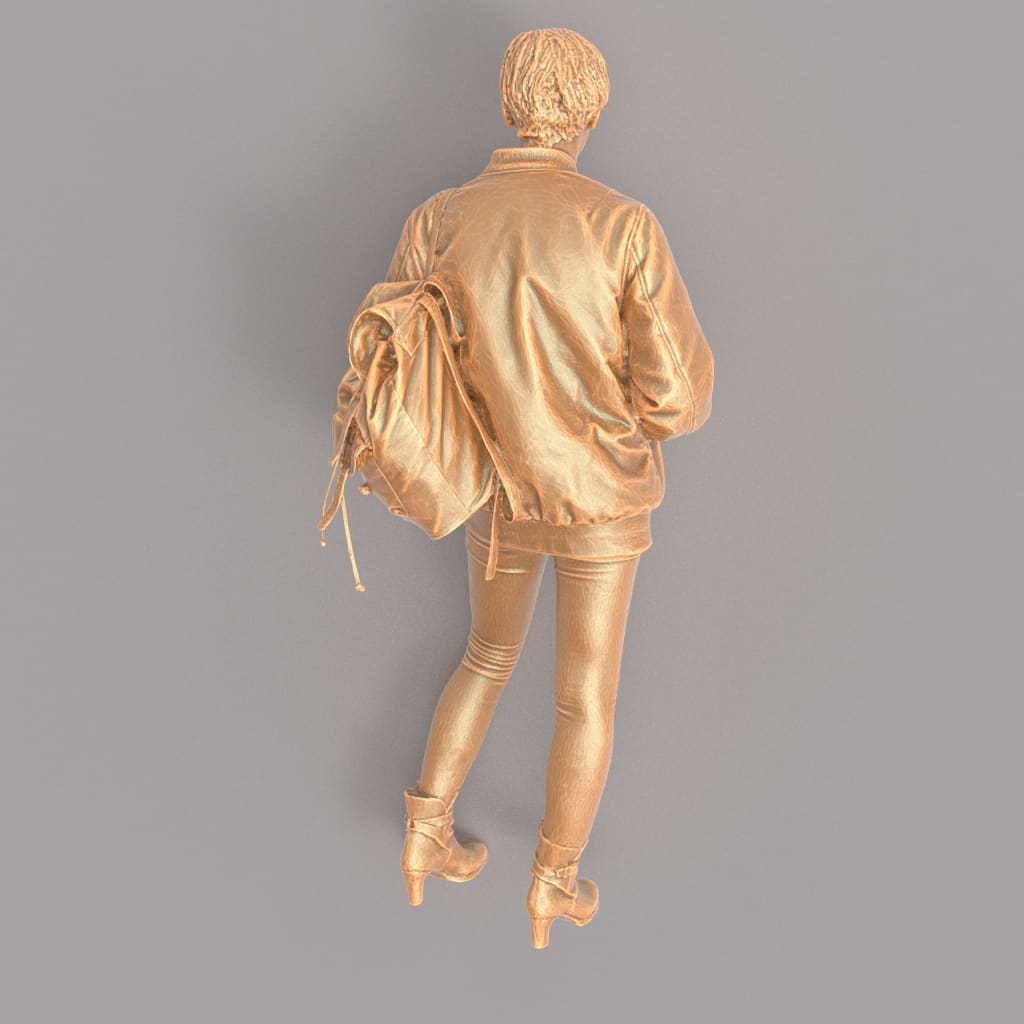 MM445 Female In Leather Jacket and Shoulder Bag Figure