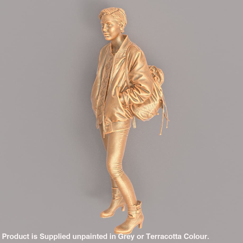 MM445 Female In Leather Jacket and Shoulder Bag Figure