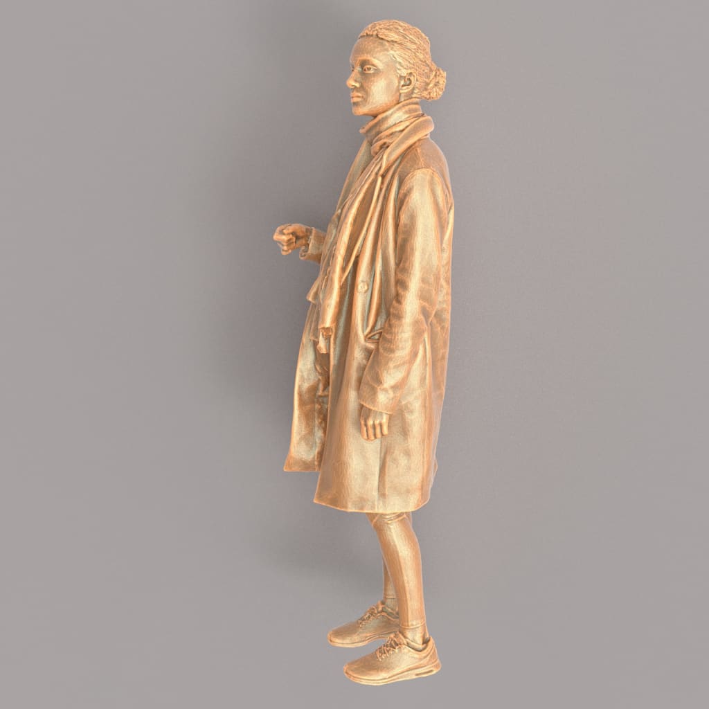 MM446 Female In Long Coat and Large Bag on Arm Figure