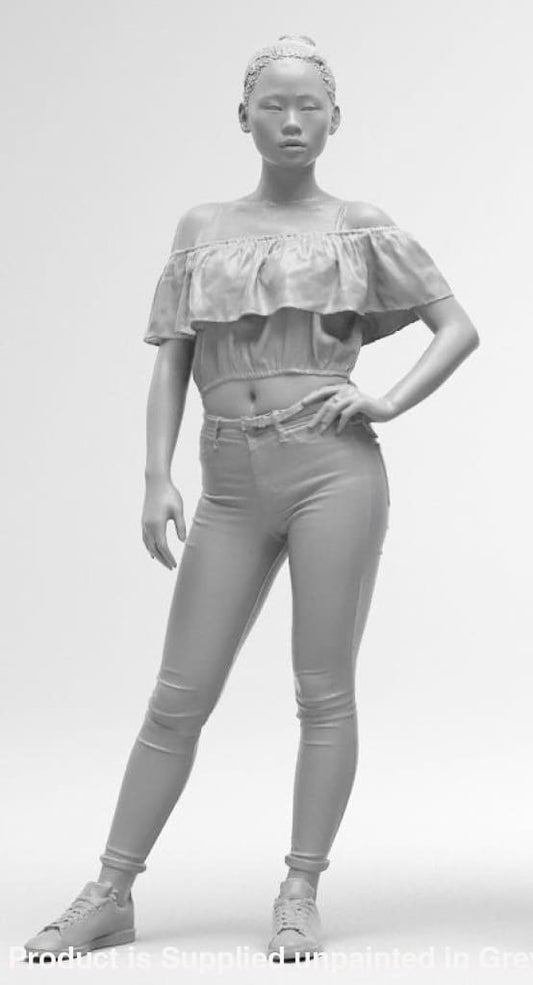 Oriental Female With Frilly Top Figure