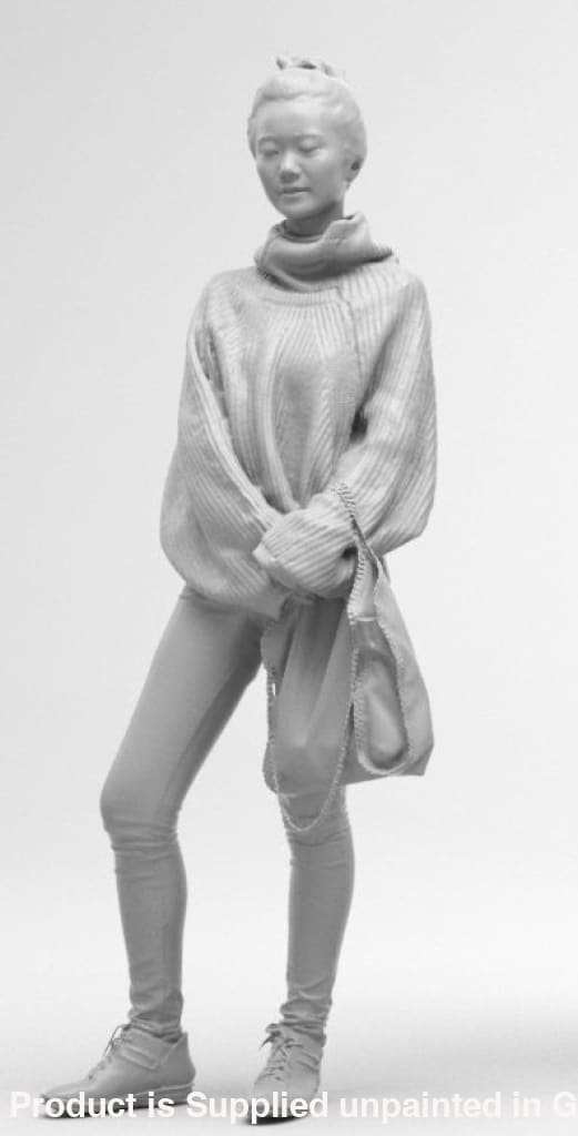 Smart Female In Baggy Jumper With Handbag Figure