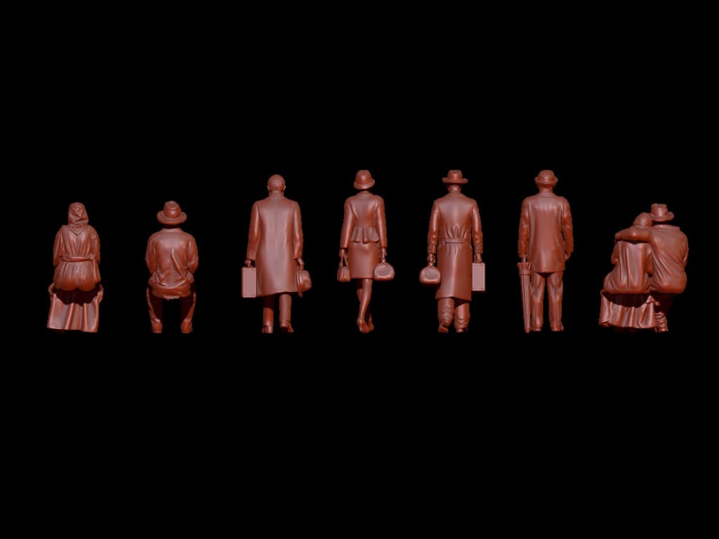 Mm478 Group Of 1940 Era Passengers Oo Gauge Figure