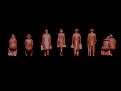 Mm478 Group Of 1940 Era Passengers Oo Gauge Figure