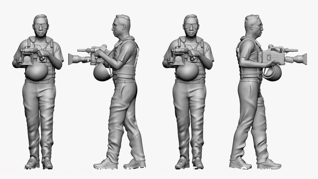 War Camera Man In Body Armor Figure