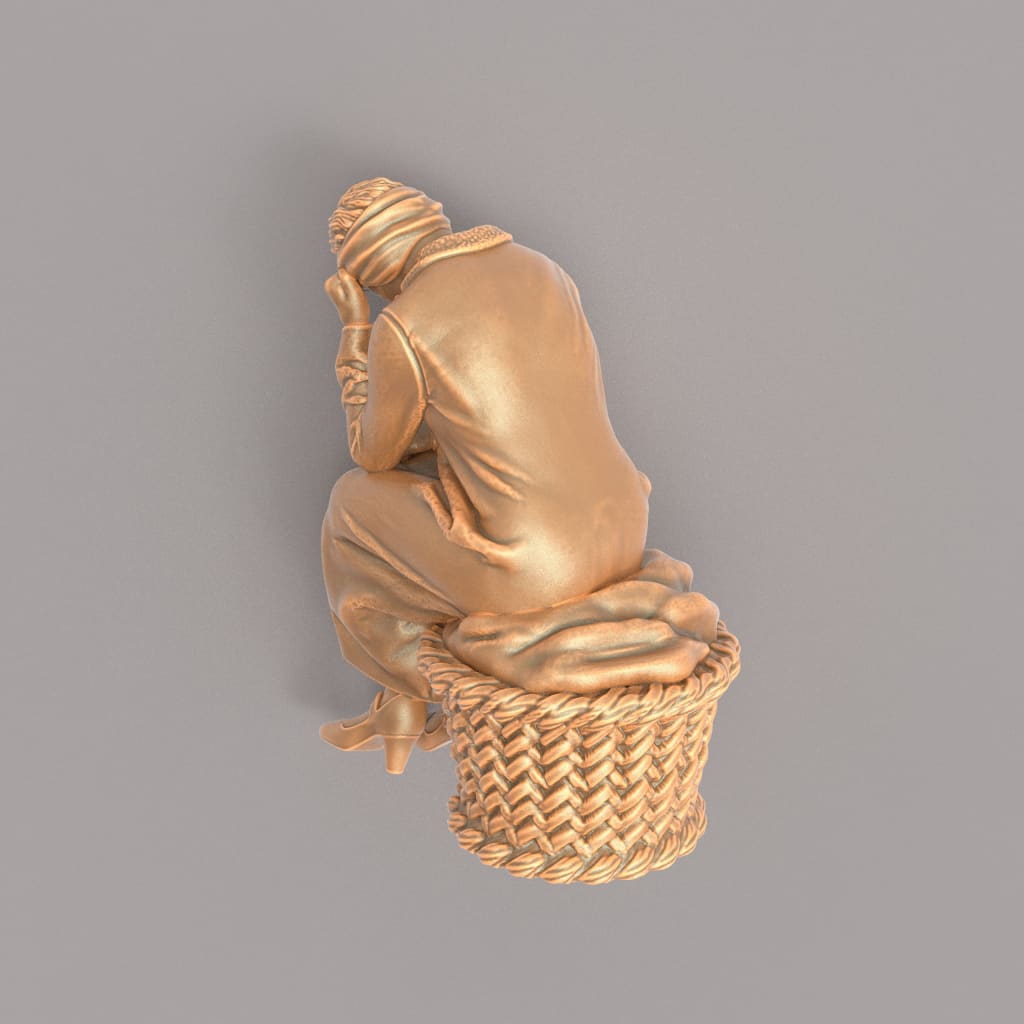 MM566 1940’s Style Female Sitting on Washing Basket Figure