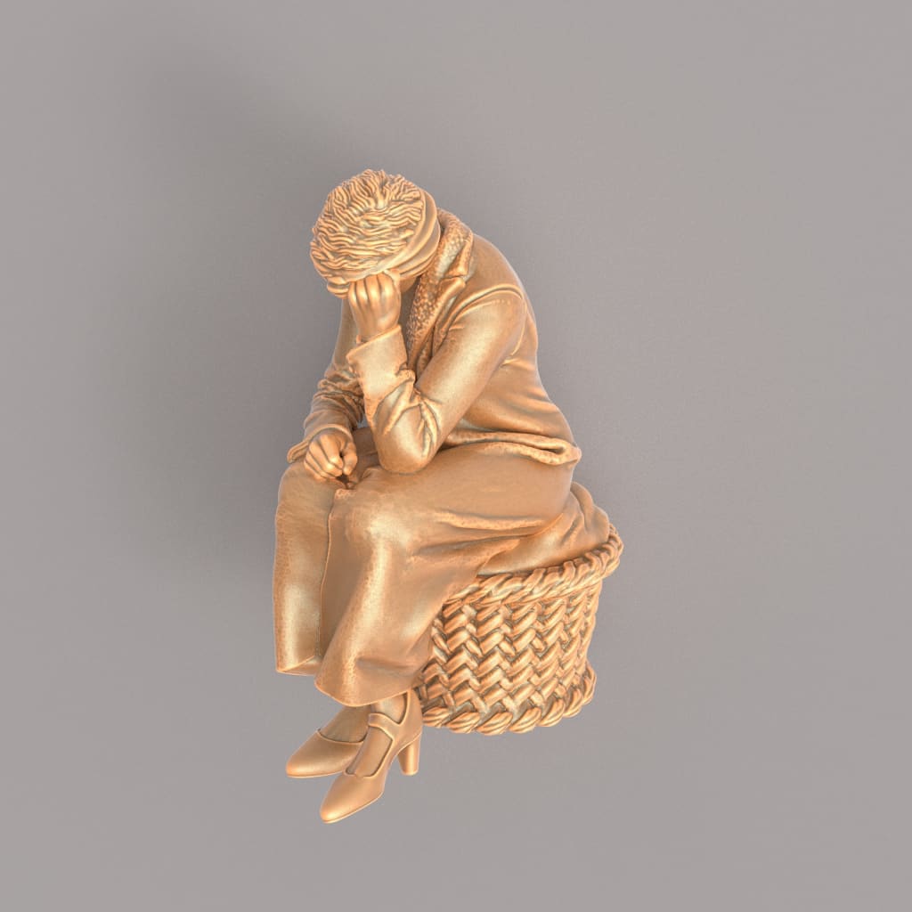 MM566 1940’s Style Female Sitting on Washing Basket Figure