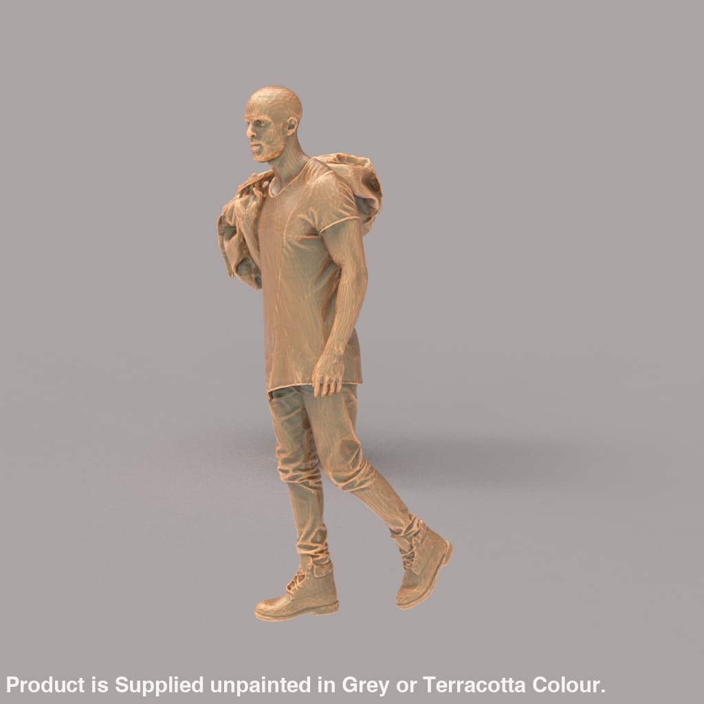 MM605 Tall Bald Male with large Bag on Shoulders Figure