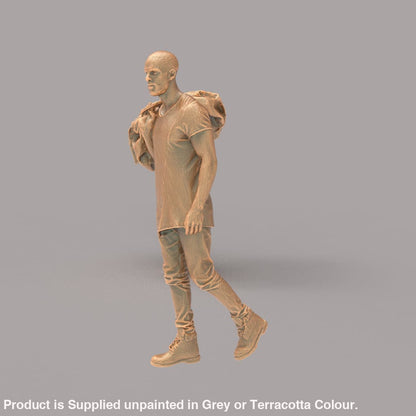 MM605 Tall Bald Male with large Bag on Shoulders Figure