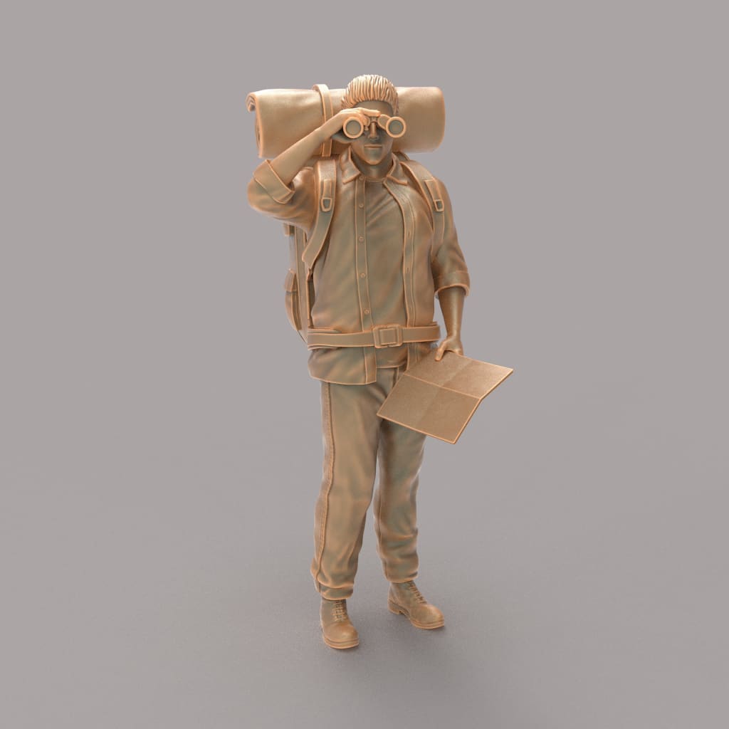 MM633 Male Hiker With Binos and Map Figure
