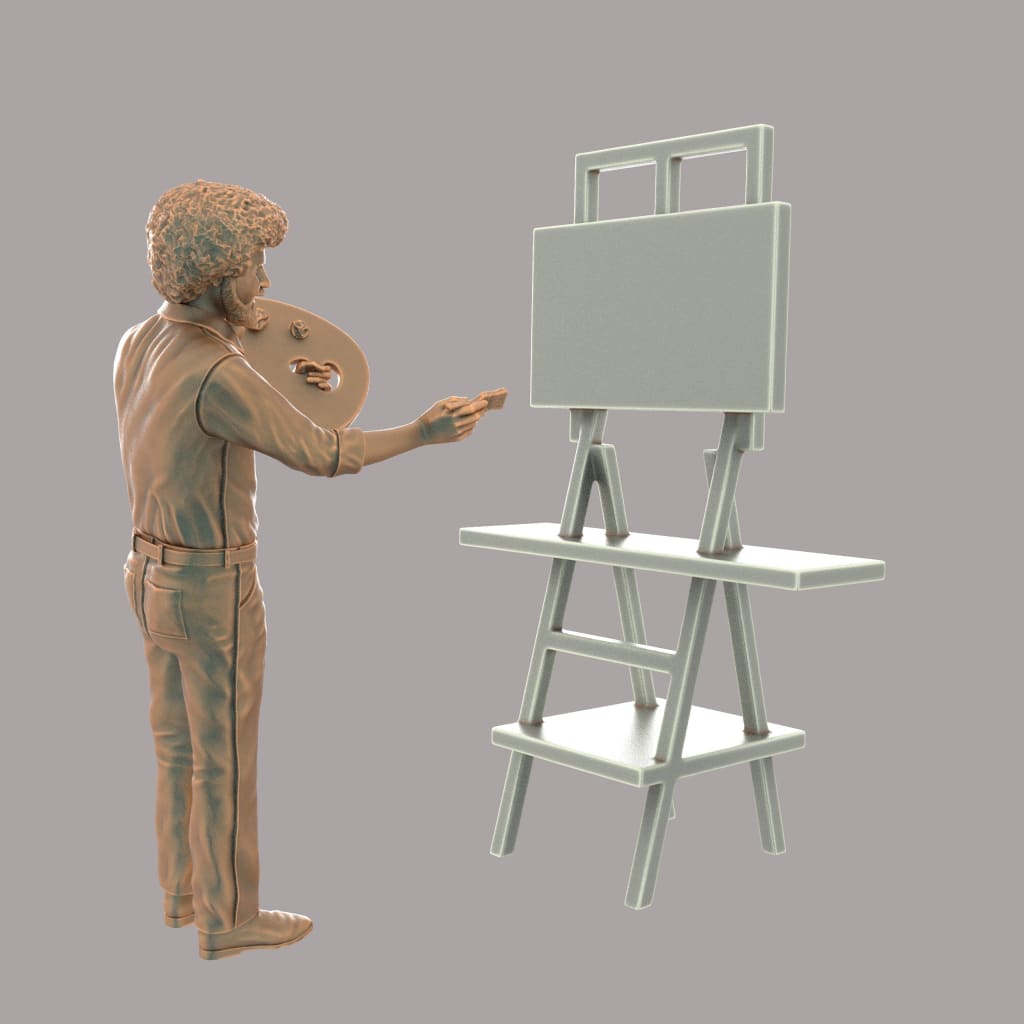 MM642 Bob Ross-Painter-Artist and Easel Figure