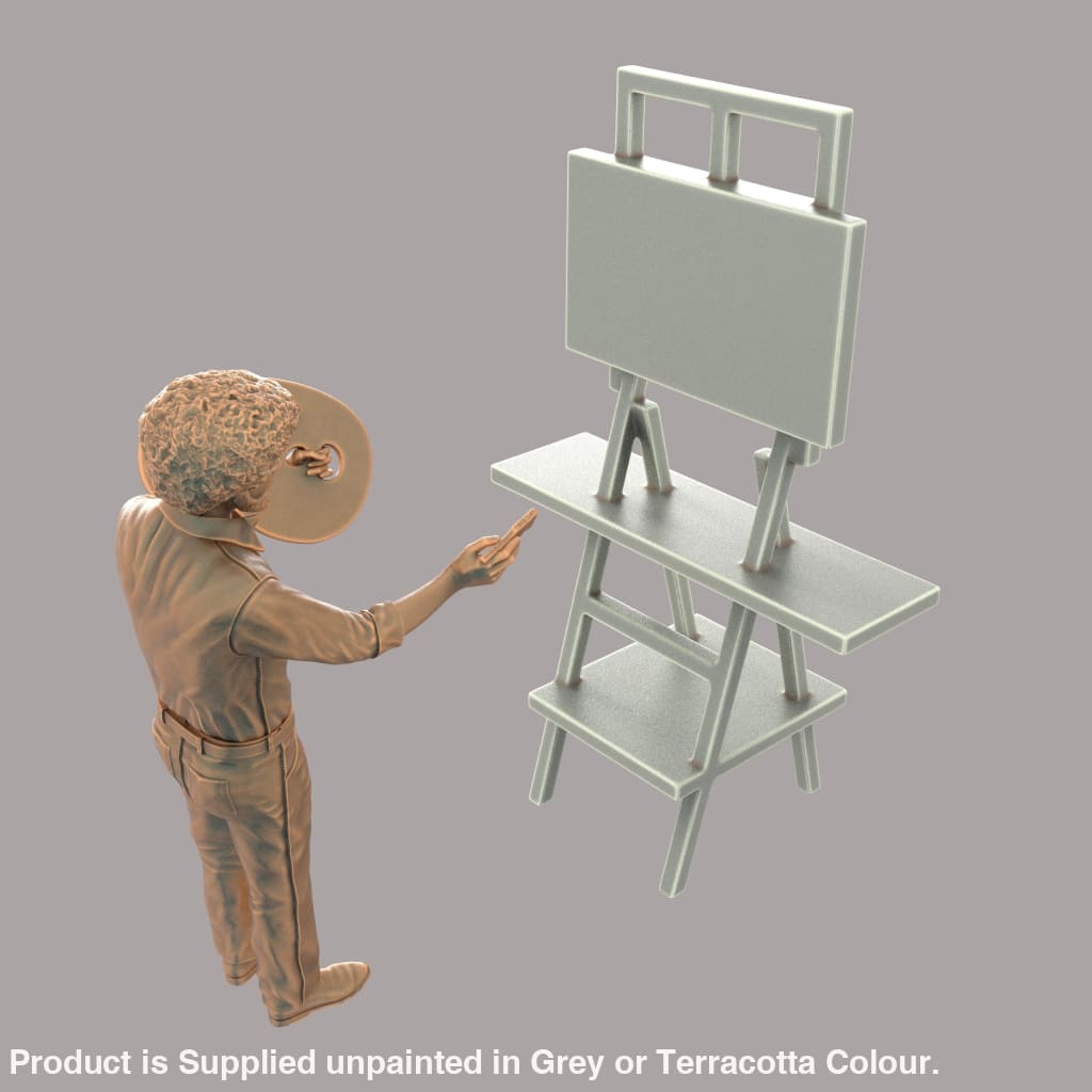 MM642 Bob Ross-Painter-Artist and Easel Figure