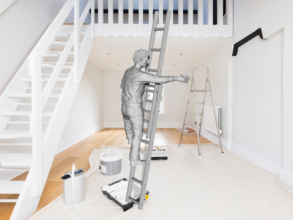 Mm719 Male Painting On Ladder A Figure