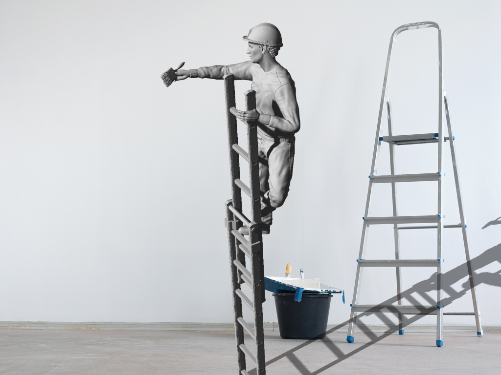 Mm719 Male Painting On Ladder C Figure
