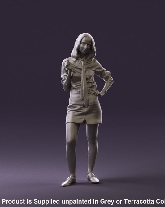 Mm846 Woman In Office Dress Hand On Side Figure