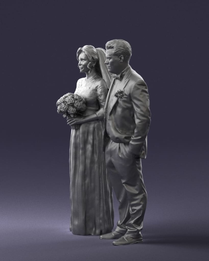 Mm868 Father And Bride With Bouquet Of Flowers Figure