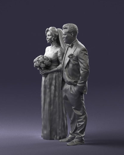 Mm868 Father And Bride With Bouquet Of Flowers Figure