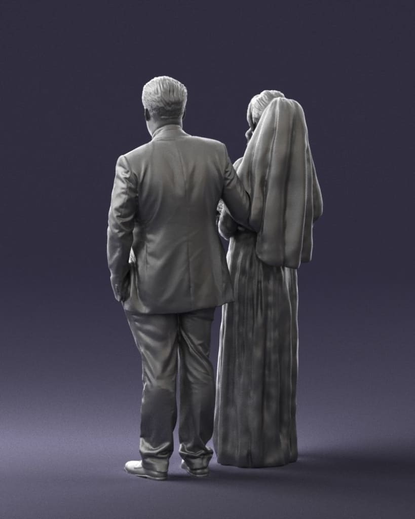 Mm868 Father And Bride With Bouquet Of Flowers Figure