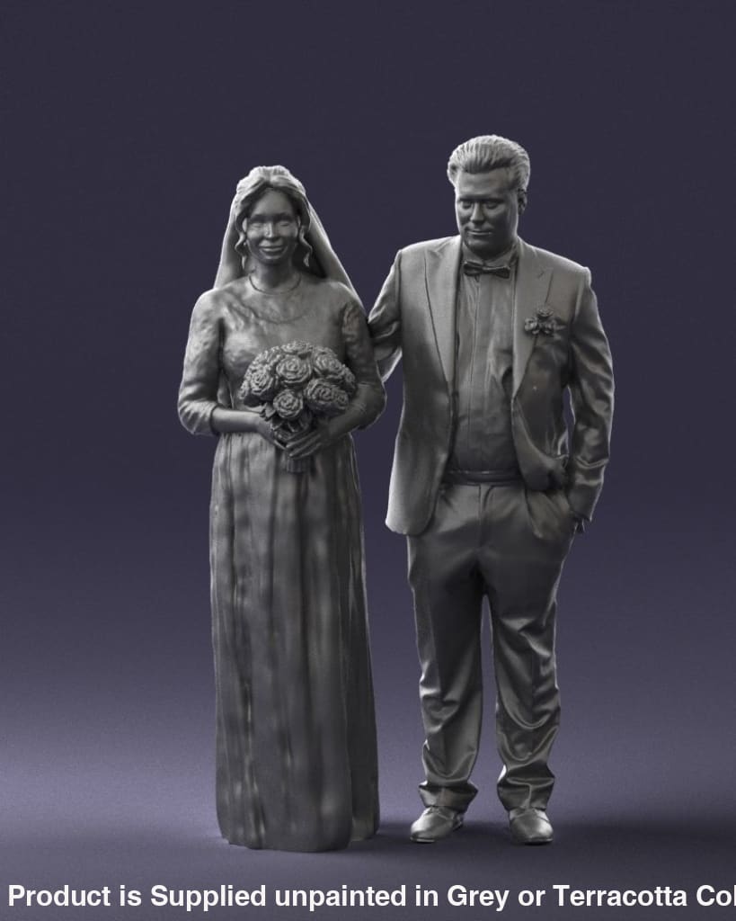 Mm868 Father And Bride With Bouquet Of Flowers Figure
