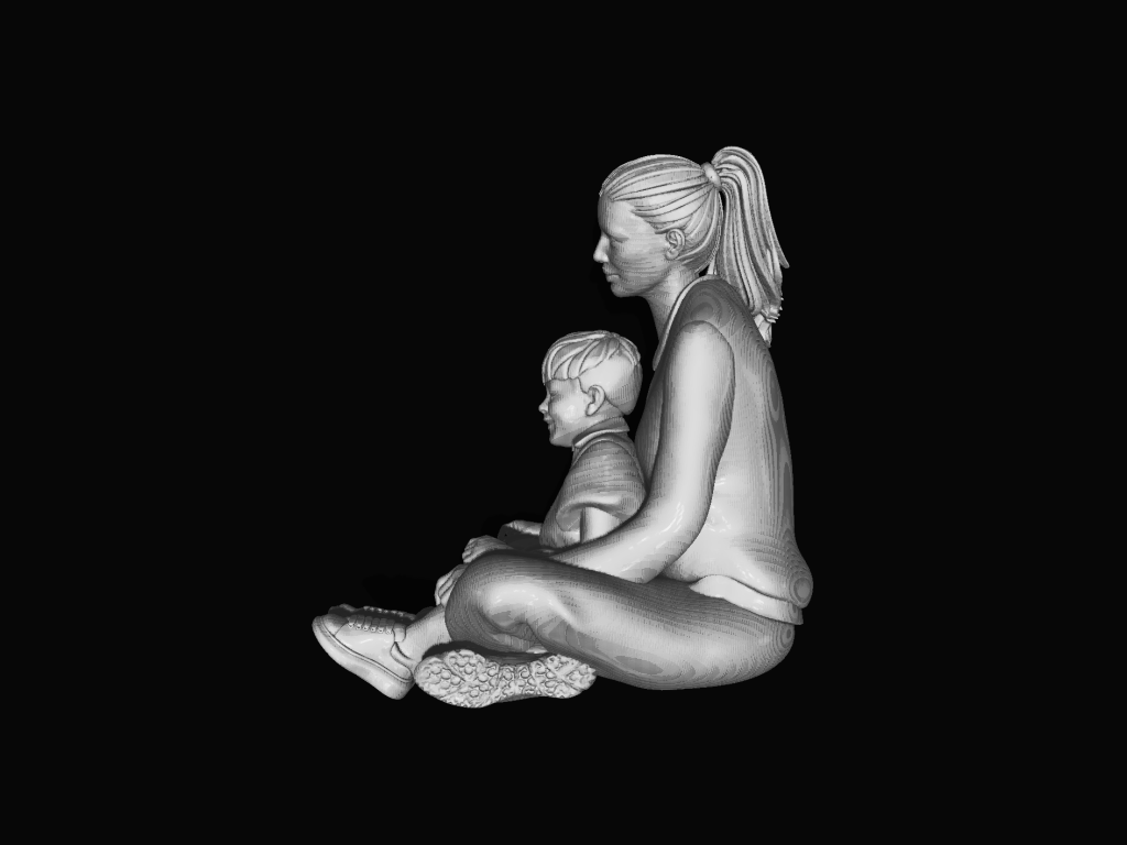 Mm885 Mum Sitting On Floor With Son Figure