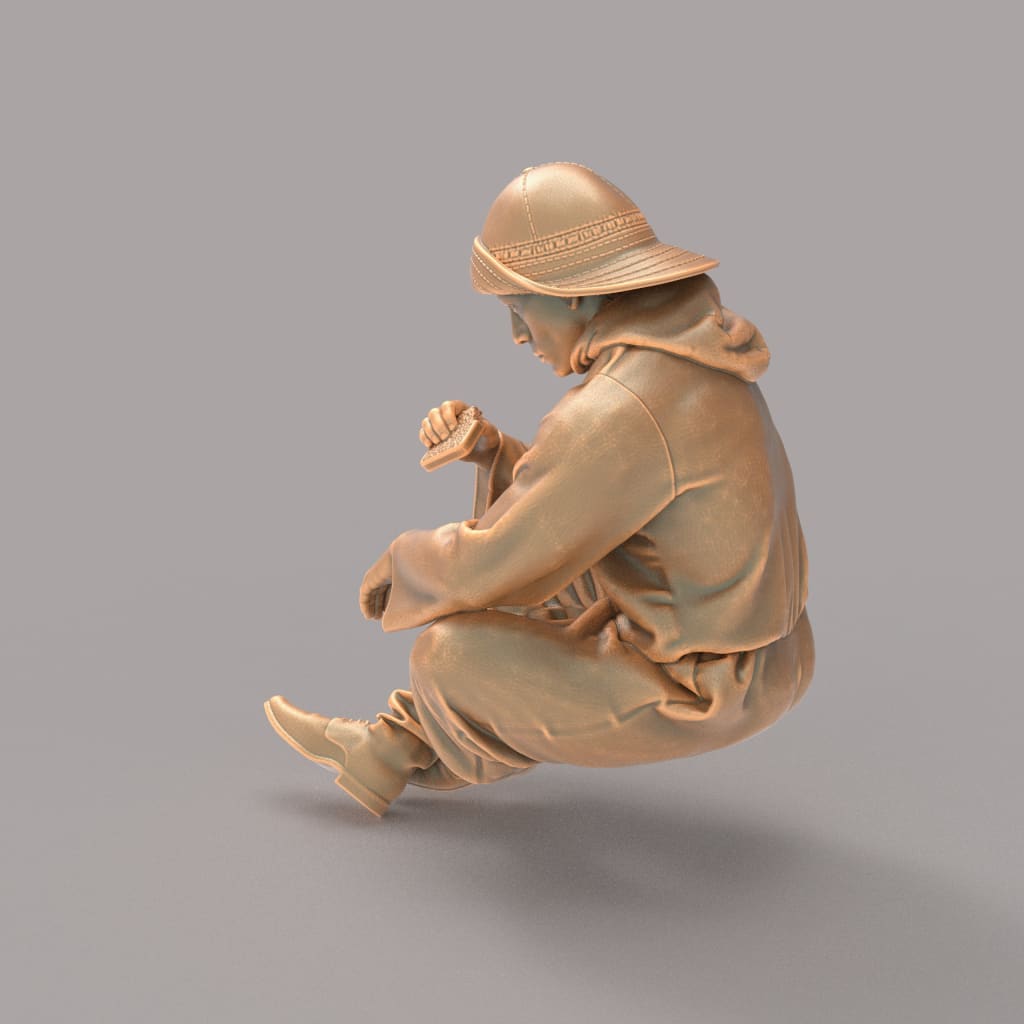 MM939 Fisherman Sitting Eating Figure