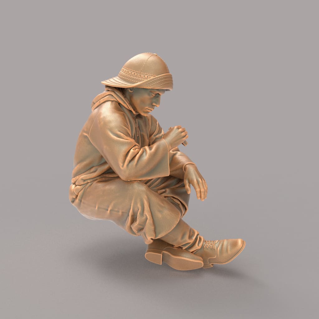 MM939 Fisherman Sitting Eating Figure