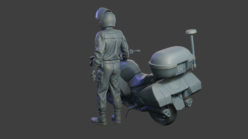 Mm963 Police Motorbike And Rider Armed Figure