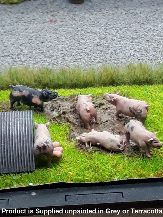 Mma026 Pig Sty And Pigs Oo Scale Animal