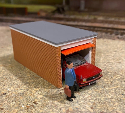 PJD106 Model Railway Brick Garage with Flat Roof