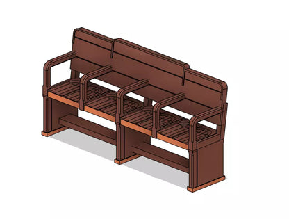 PJD095 Model Railway Waiting Room Wooden Bench