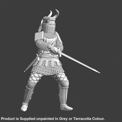 NCM013 Medieval Knight fighting with sword - horned helmet Medieval Figure