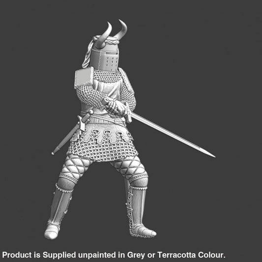 NCM013 Medieval Knight fighting with sword - horned helmet Medieval Figure